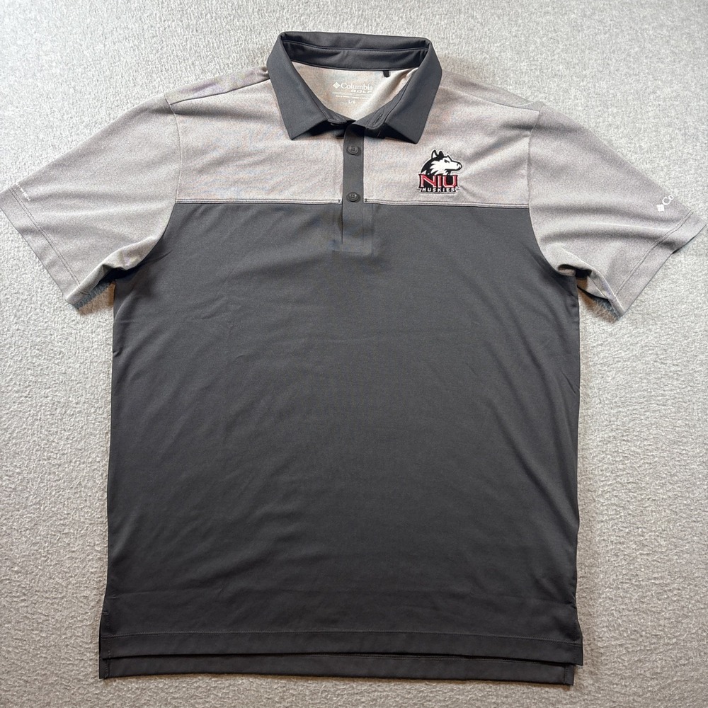 Columbia Golf Men's Sz L NIU Huskies Polo Shirt Gray Omni Wick Performance